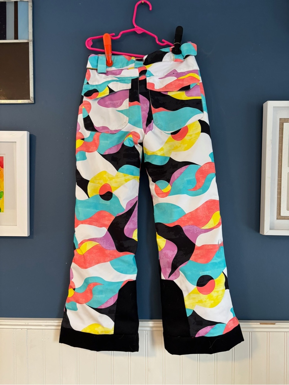 Spyder Kids Multicolor Abstract Puffer Jacket with Fur Trim - Picture 2 of 8
